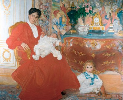 Mrs. Dora Lamm and Her Two Eldest Sons by Carl Larsson